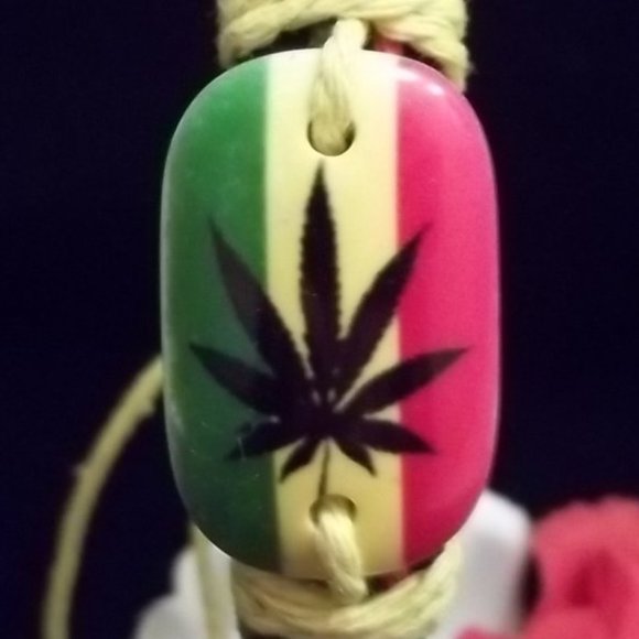 *5/35*  Genuine Leather and Hemp Cord Rasta Bracelet - Picture 4 of 4